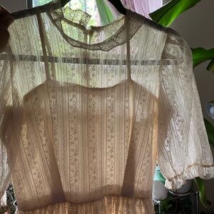 RARE 1950s sheer ecru ruffle lace dress - ultimate summer vintage dress in small